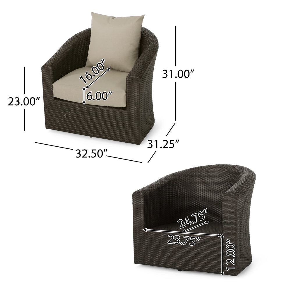 Mixed Brown and Mixed Khaki Wicker Swivel Club Chair J6642