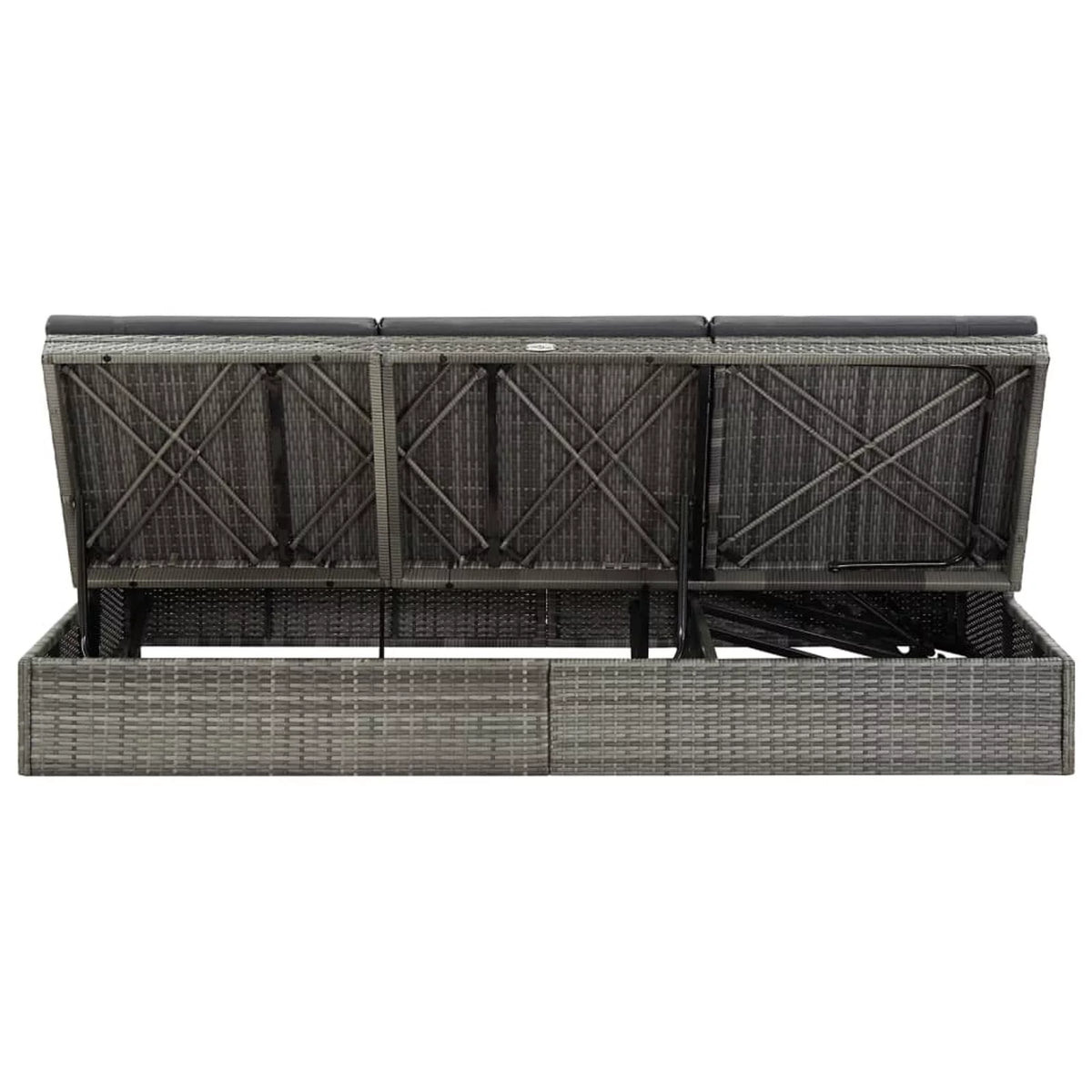 Convertible Sun Bed with Cushions Poly Rattan Dark Gray P961180