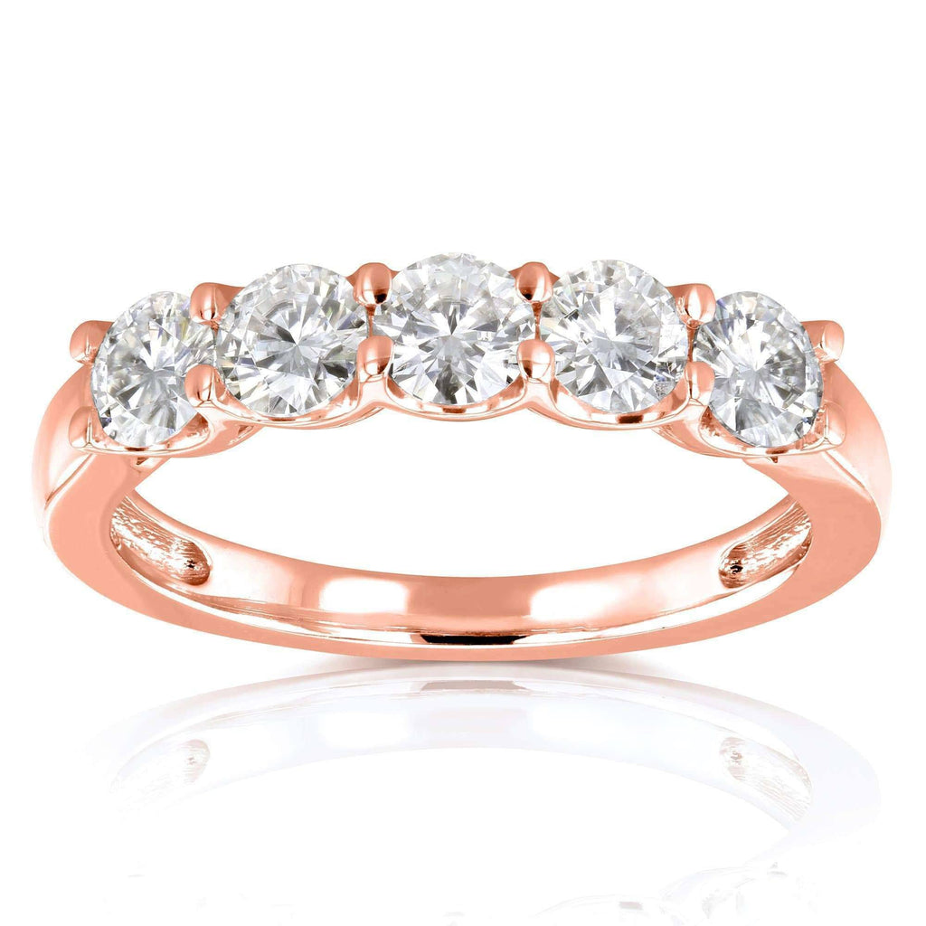4/5 Carat Round Brilliant Moissanite Wedding Band in 14K Yellow Gold W428318