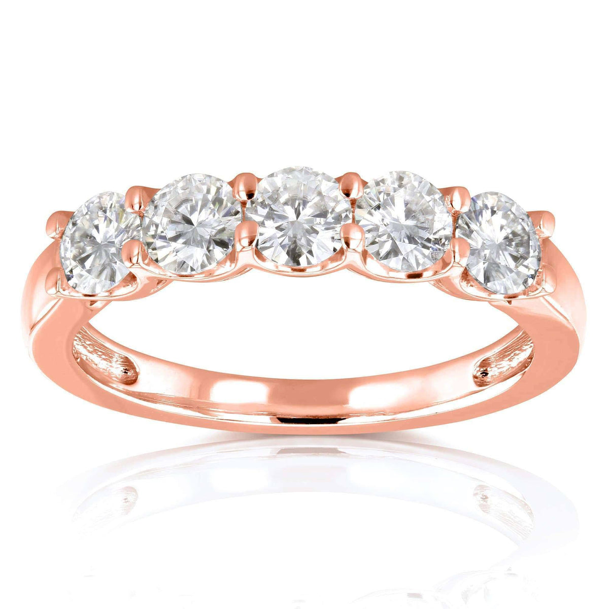 4/5 Carat Round Brilliant Moissanite Wedding Band in 14K Yellow Gold W428318