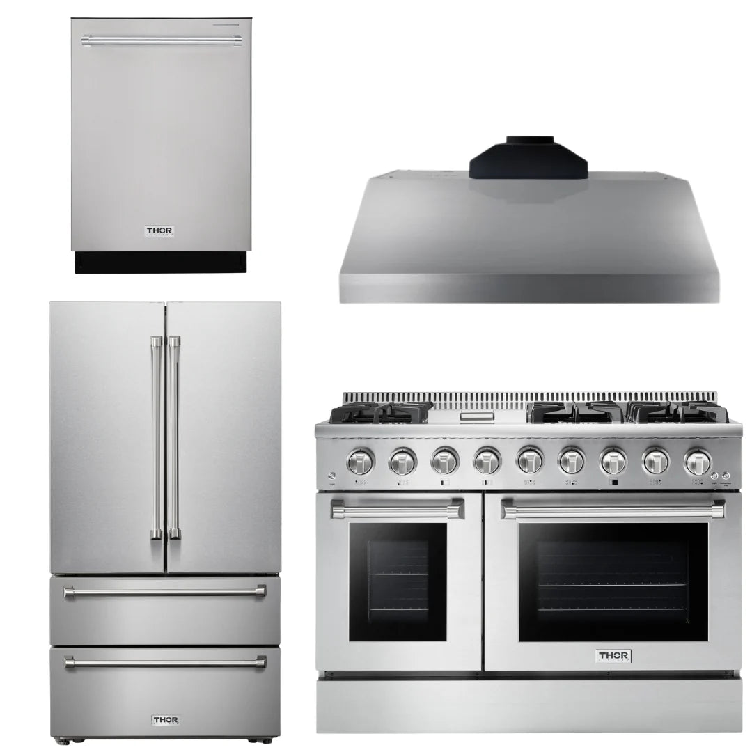 48 In. Propane Gas Range, Range Hood, Refrigerator, Dishwasher L959