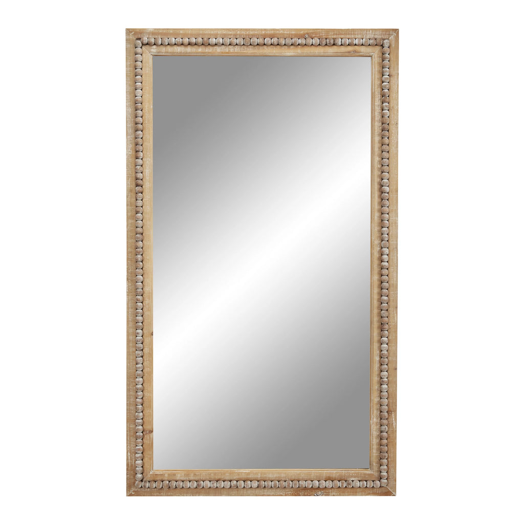 Brown Bohemian Wood Rectangular Wall Mirror P382