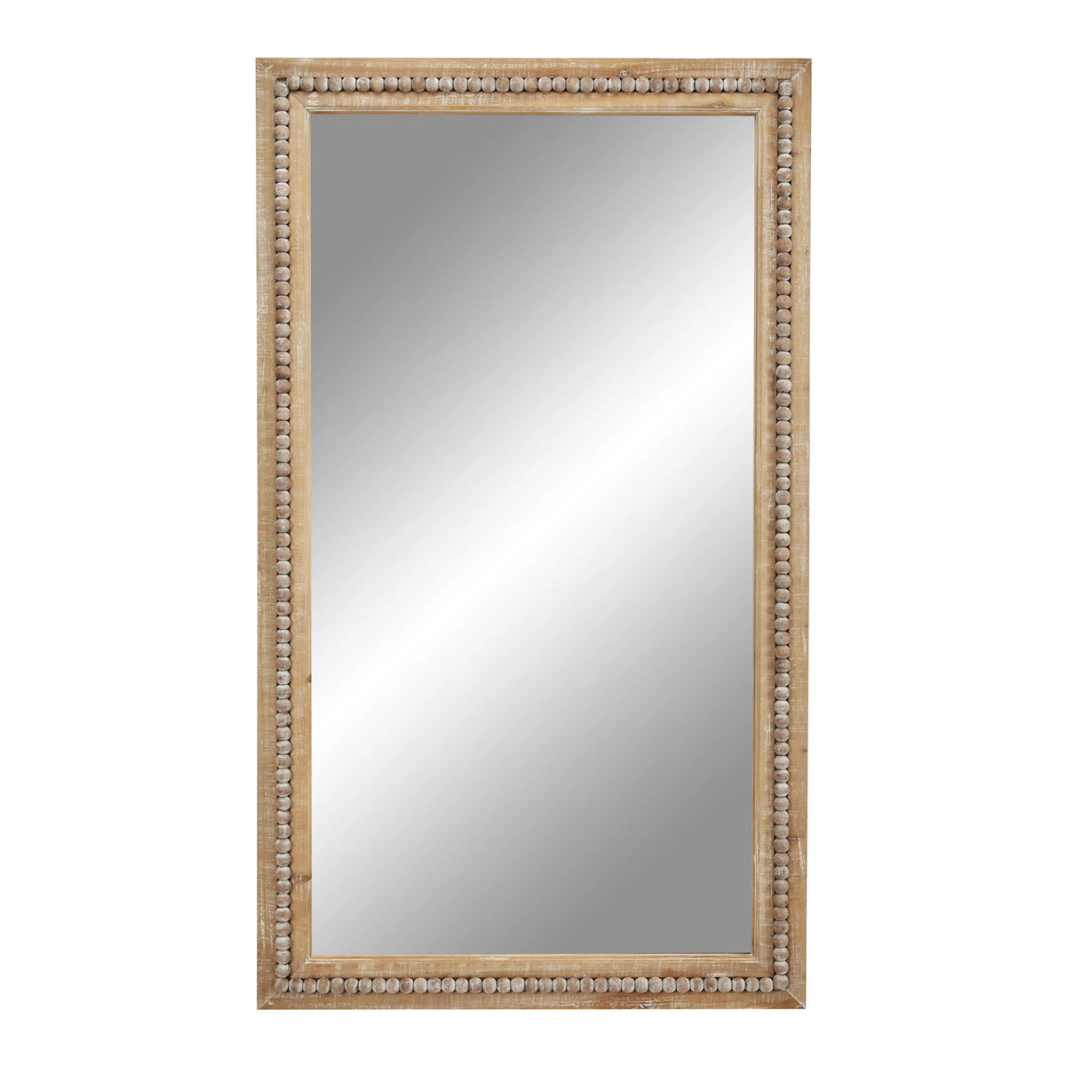 Brown Bohemian Wood Rectangular Wall Mirror P382
