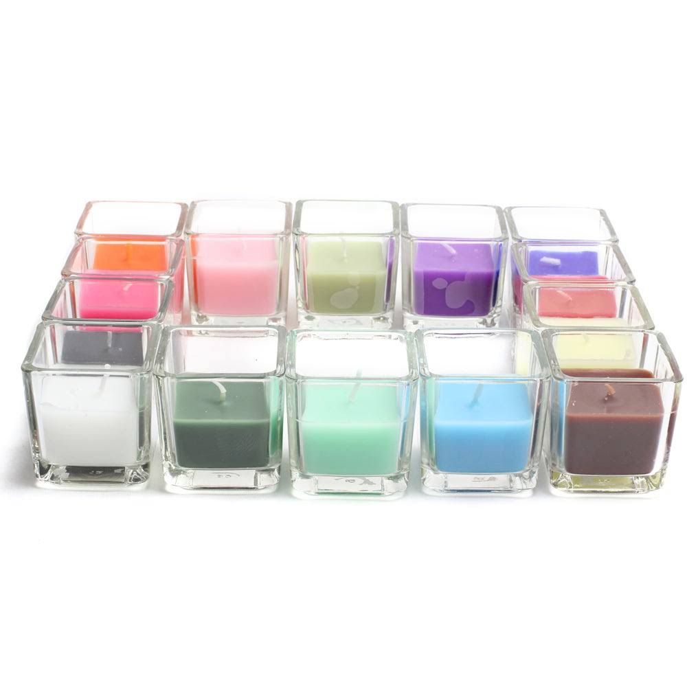 96-piece Square Glass Votive Candles Hot Pink N9767