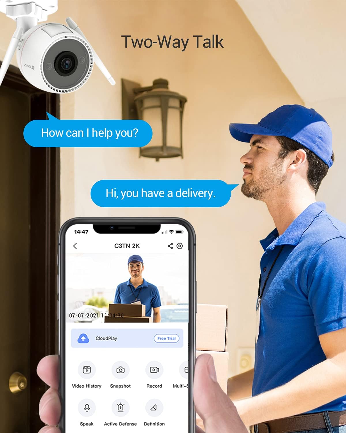 2K WiFi Security Camera with Color Night Vision and Two-Way Audio Z140579