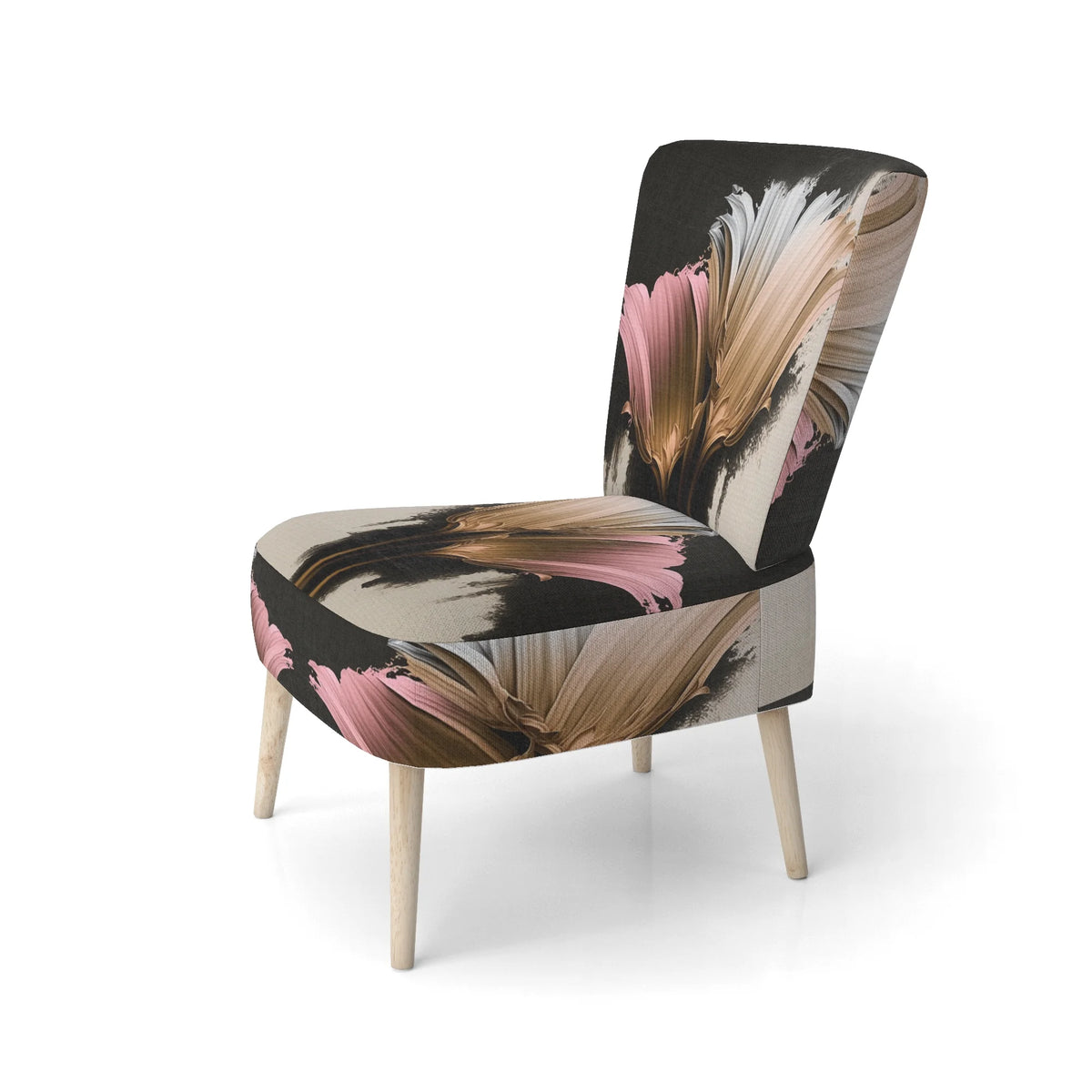 Blue Modern Floral Pattern Upholstered Accent Chair B767716