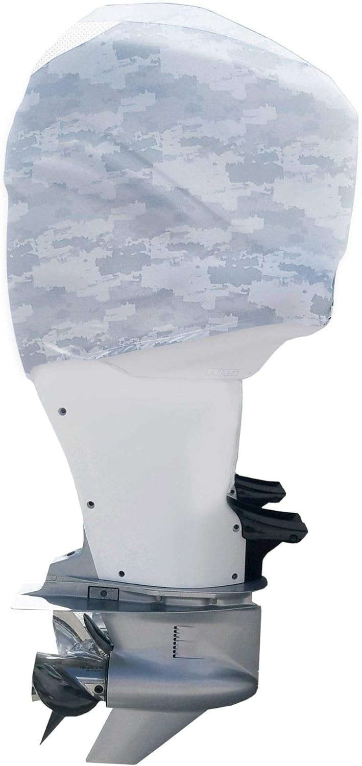 Grey Digital Camo Outboard Motor Cover K8279