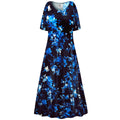 Blue Eden Night Print A Line Maxi Dress Z482