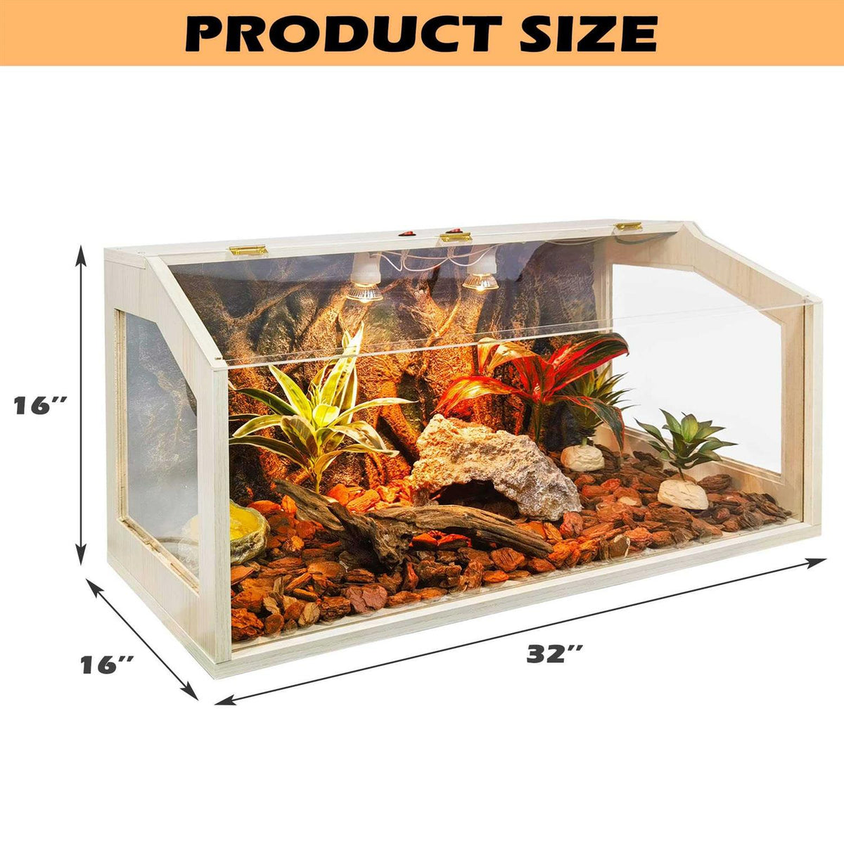 21 Gallon to 68 Gallon Reptile Terrarium Tank with Roof Door Y5870