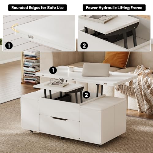 Black Lift-Top Coffee Table with Hidden Storage Y5458
