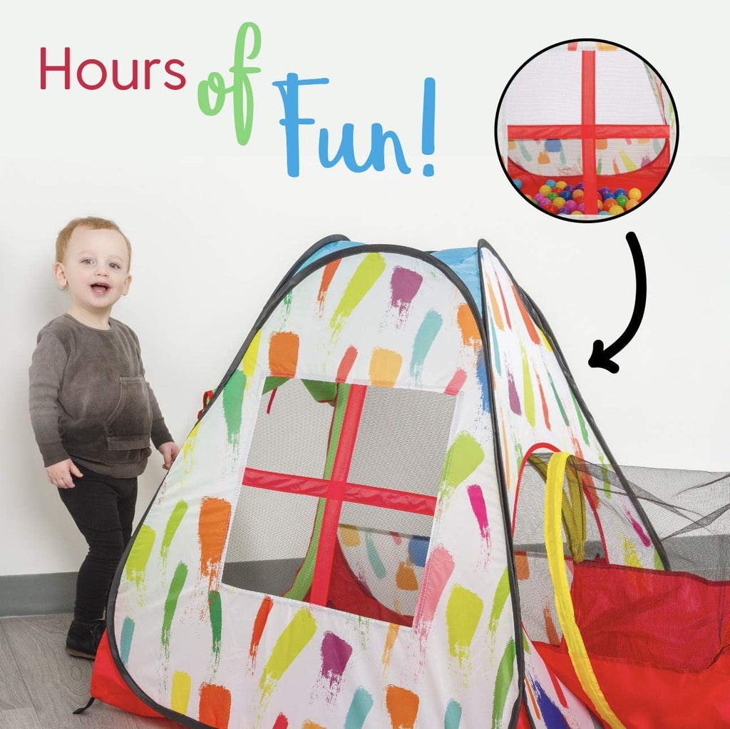 Kid's Pop up Tent Tunnel Playhouse with 50 Balls and Carry Bag Y5557
