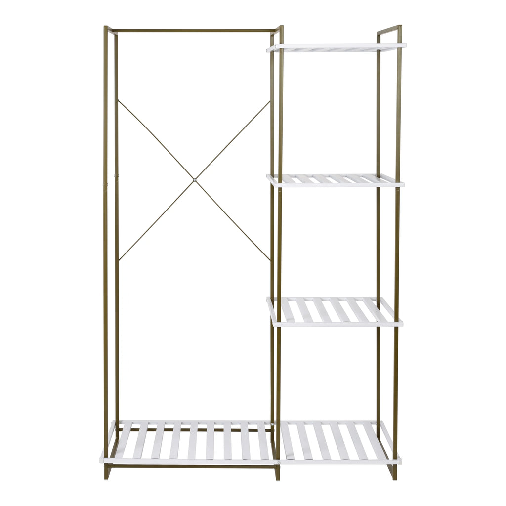Freestanding Open Metal Closet Wardrobe with 4 Shelves A605