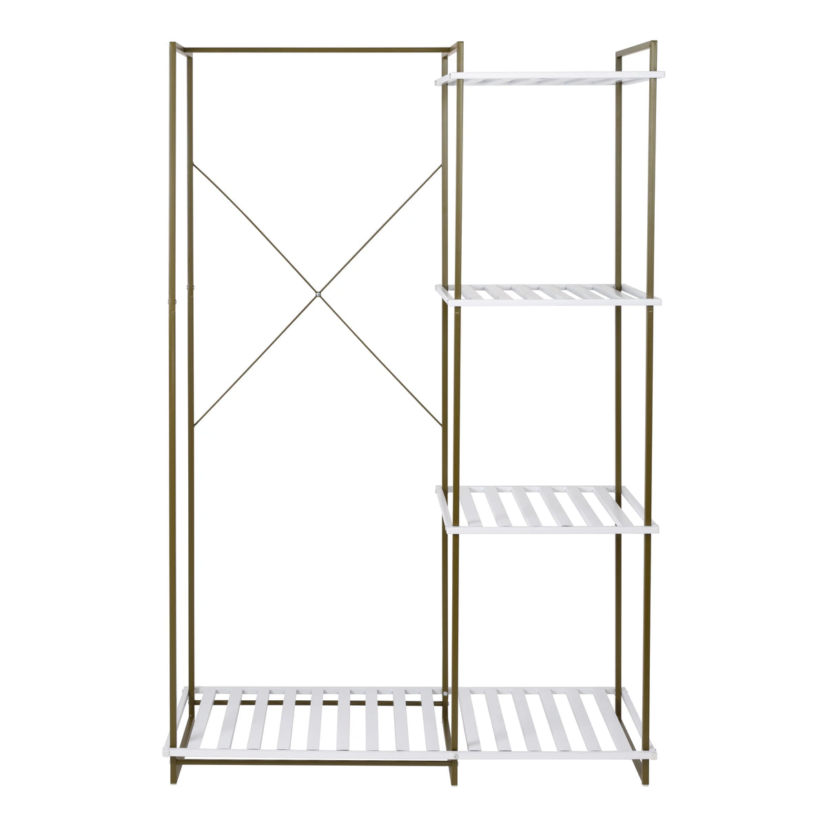 Freestanding Open Metal Closet Wardrobe with 4 Shelves A605
