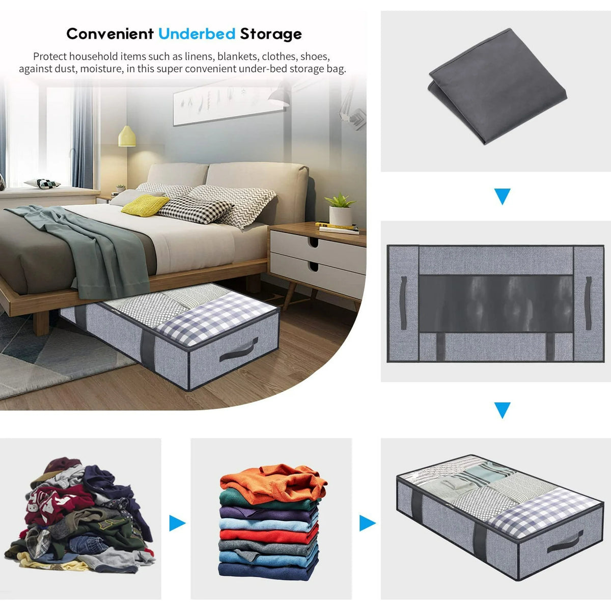 Foldable Underbed Storage Bag with Clear Window D997126