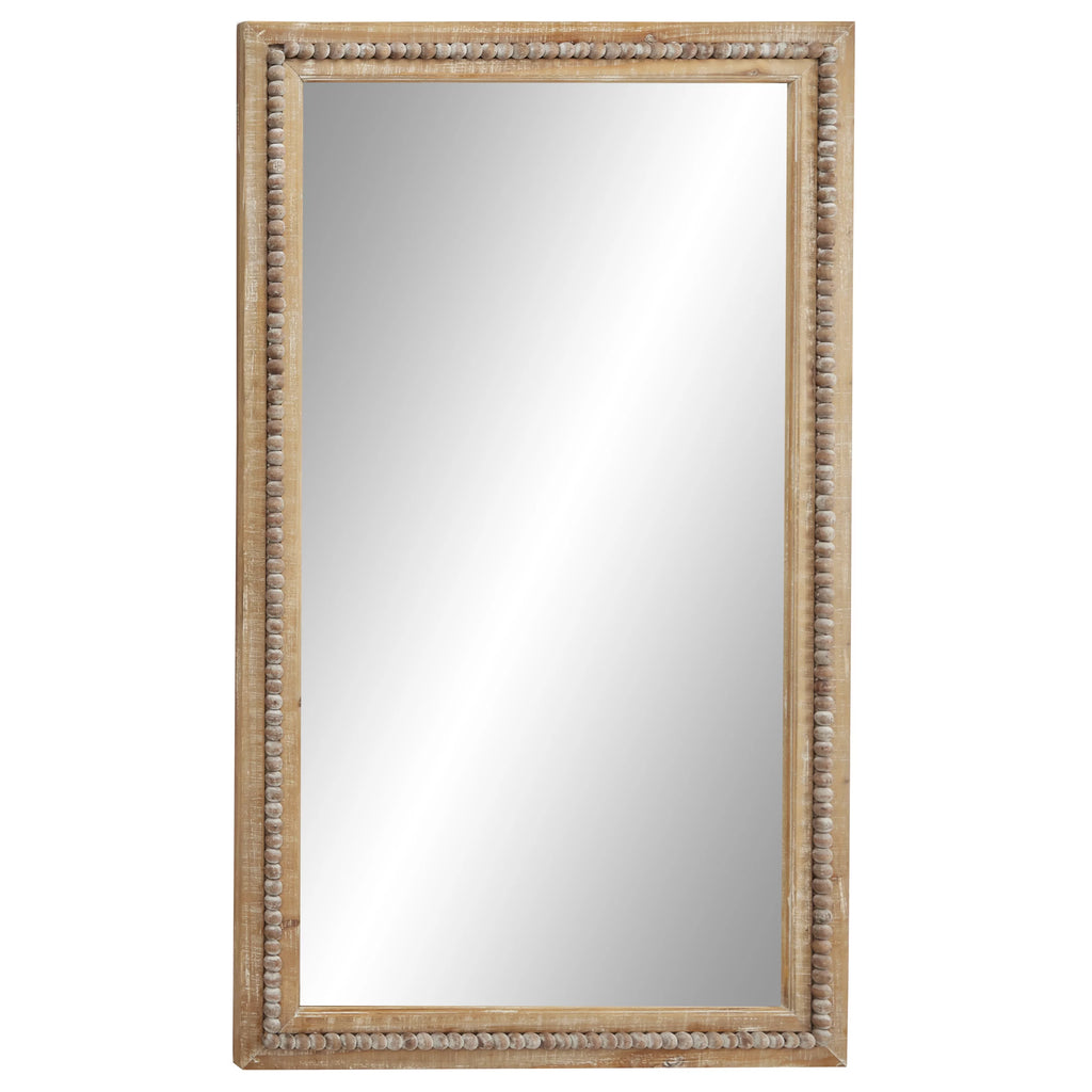 Brown Bohemian Wood Rectangular Wall Mirror P382