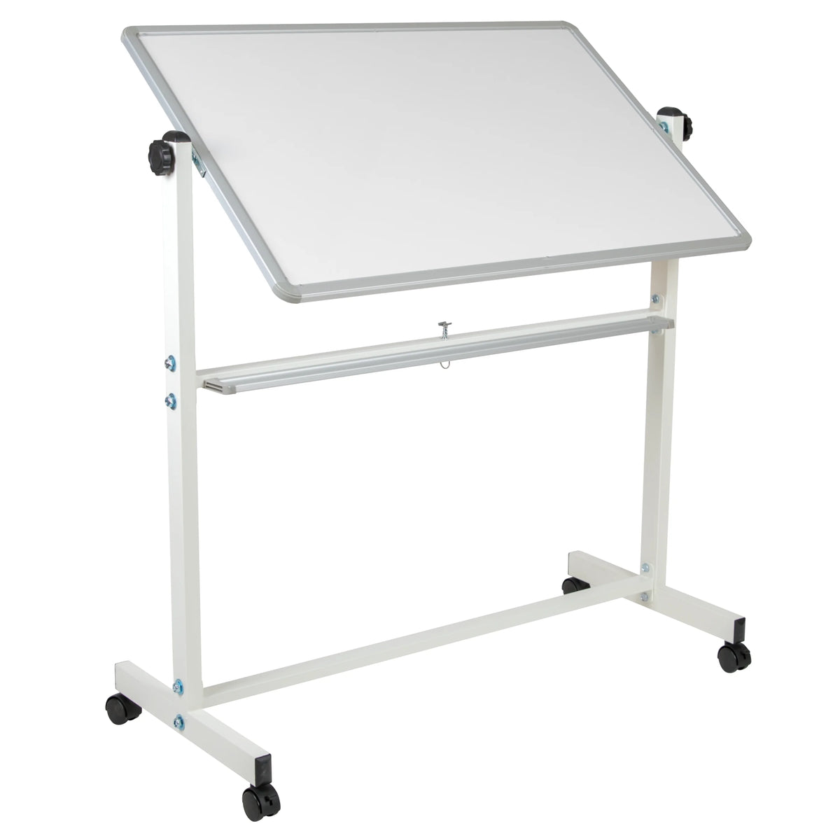 Double-Sided Mobile White Board with Pen Tray L393676