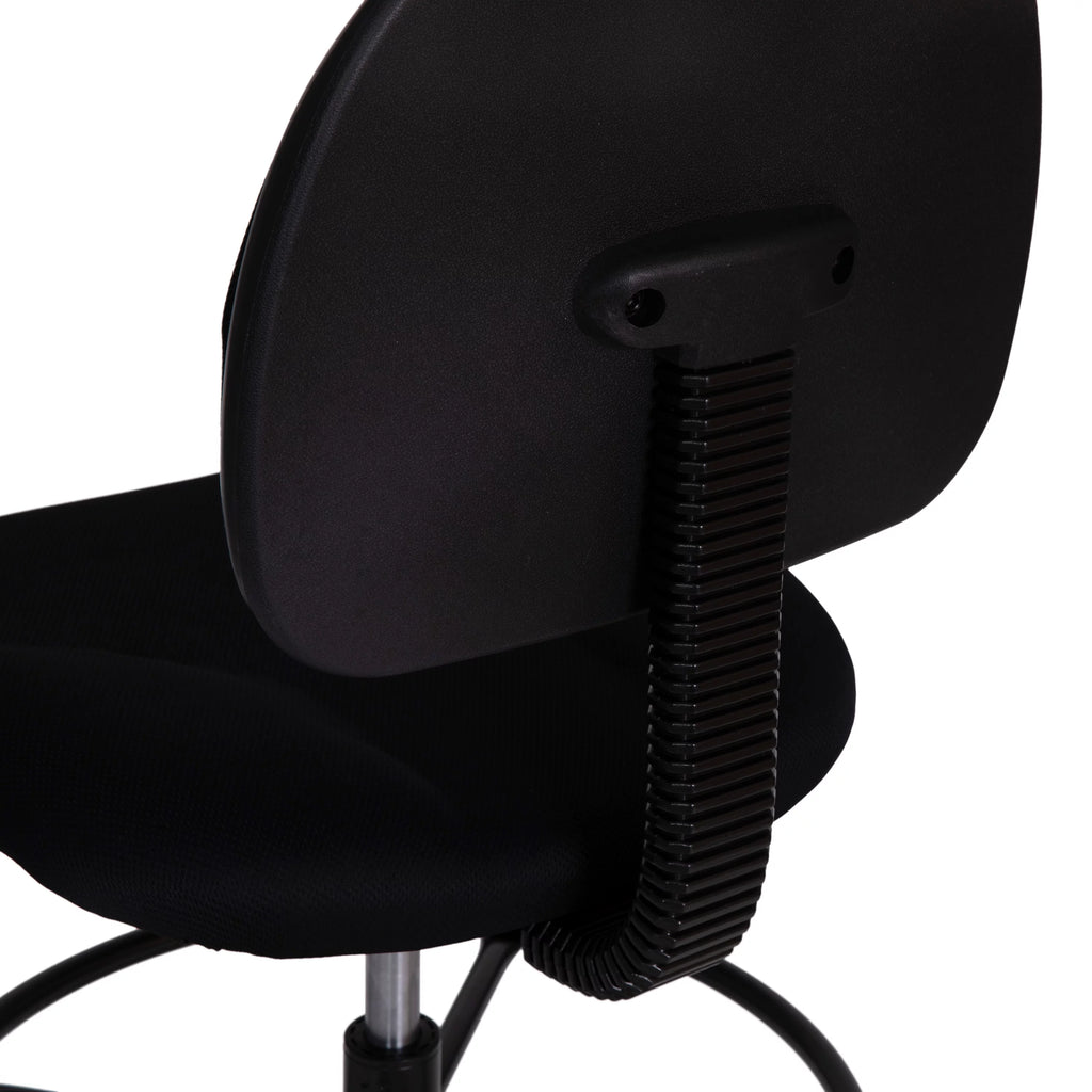 Black Fabric Mid-Back Drafting Chair with Footring P69846