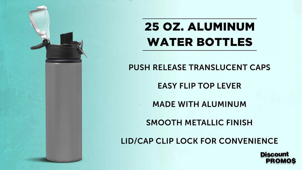 25 oz Aluminum Water Bottle 6 Pack with Carabiner T373677