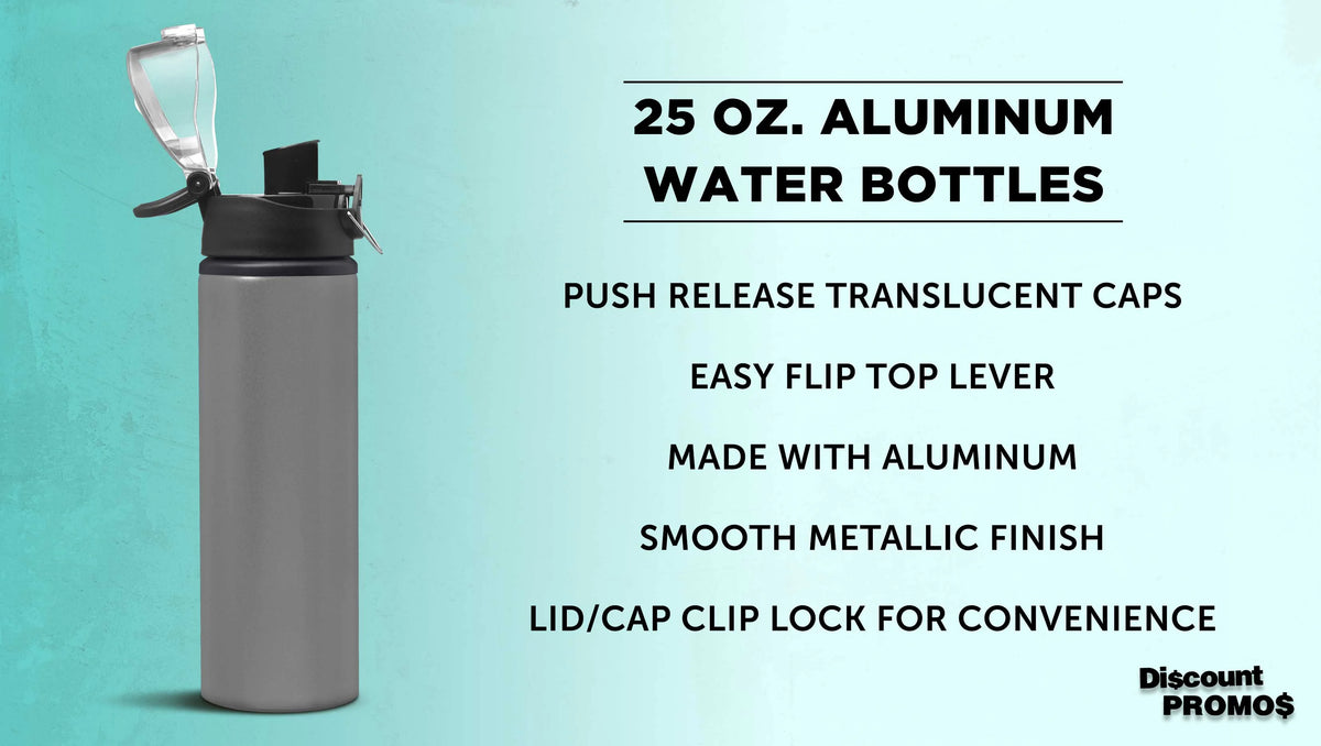 25 oz Aluminum Water Bottle 6 Pack with Carabiner T373677