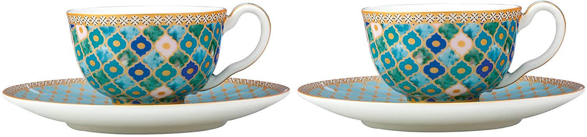 Mint Green Porcelain Espresso Cups and Saucers Set of 2 Z605