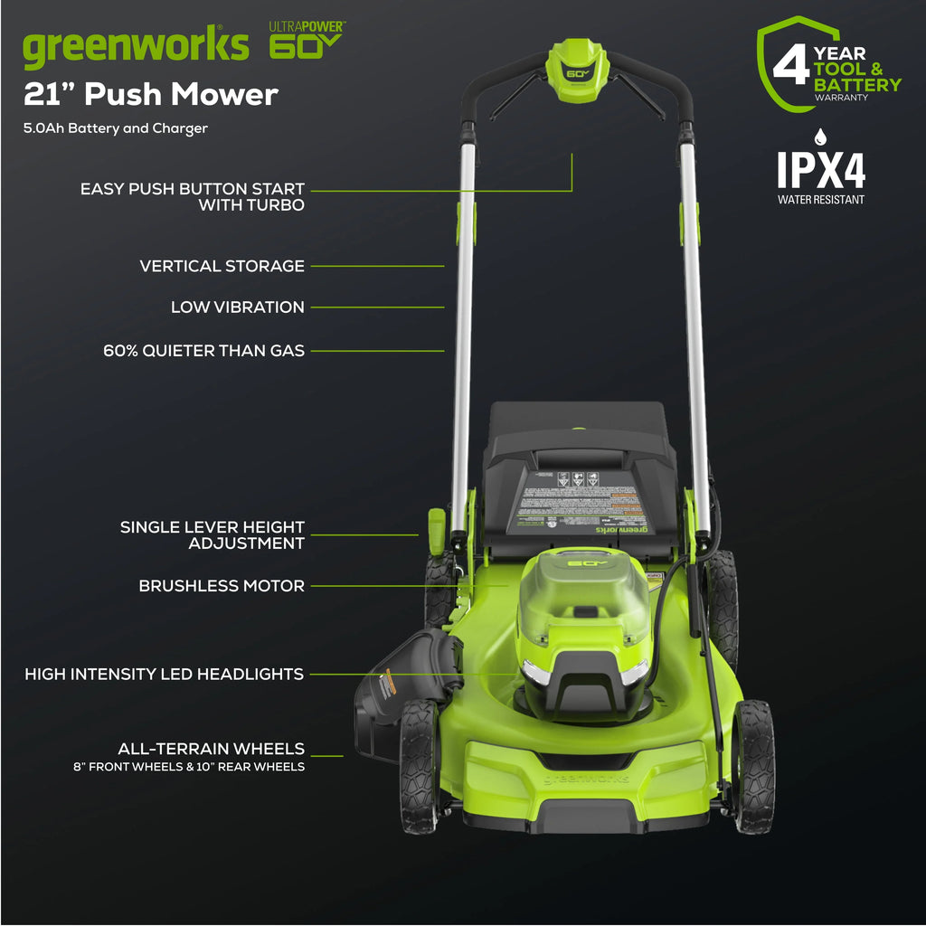 60V 21 Push Lawn Mower with Battery & Charger Q658