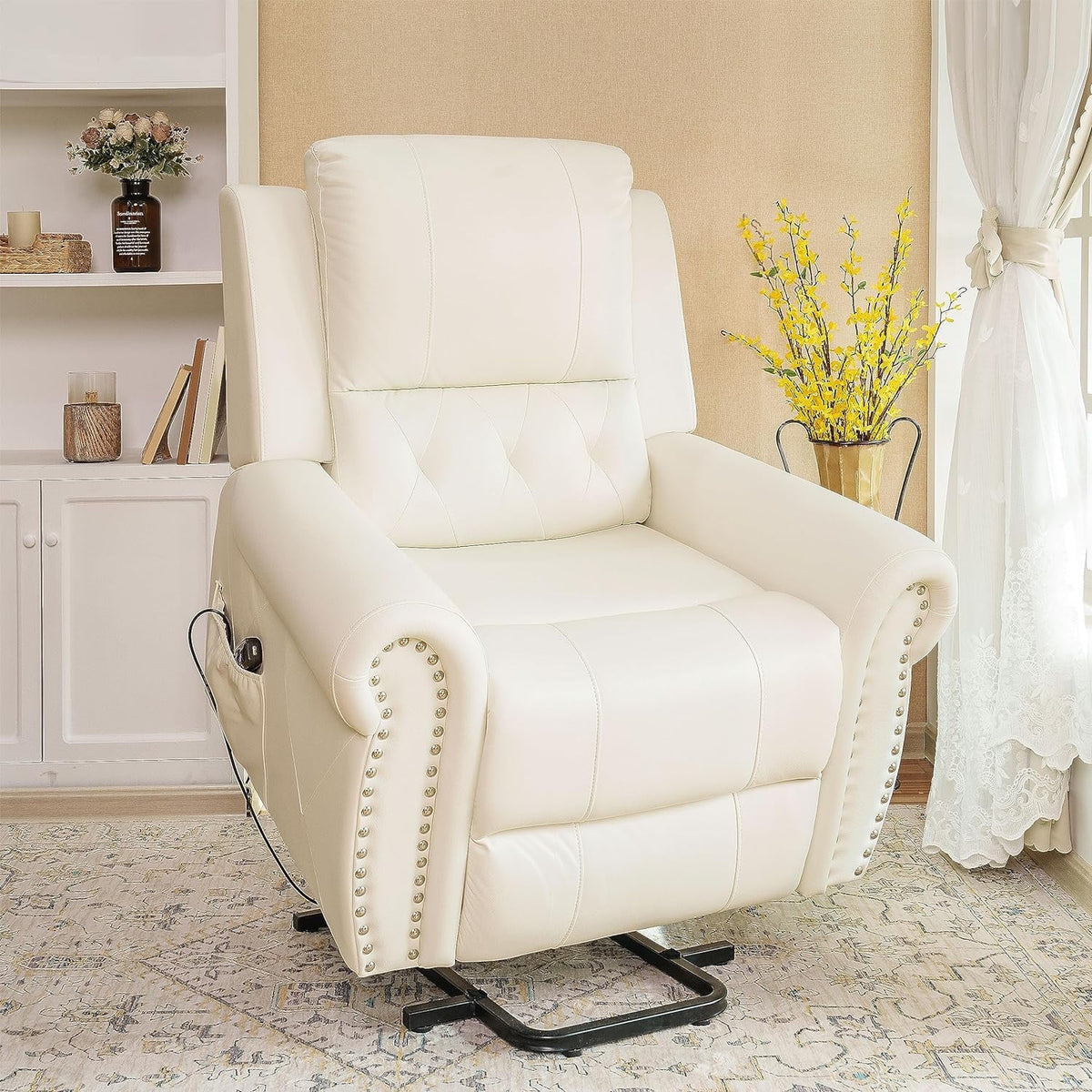 Oversized Leather Power Lift Recliner Chair with Footrest H10929