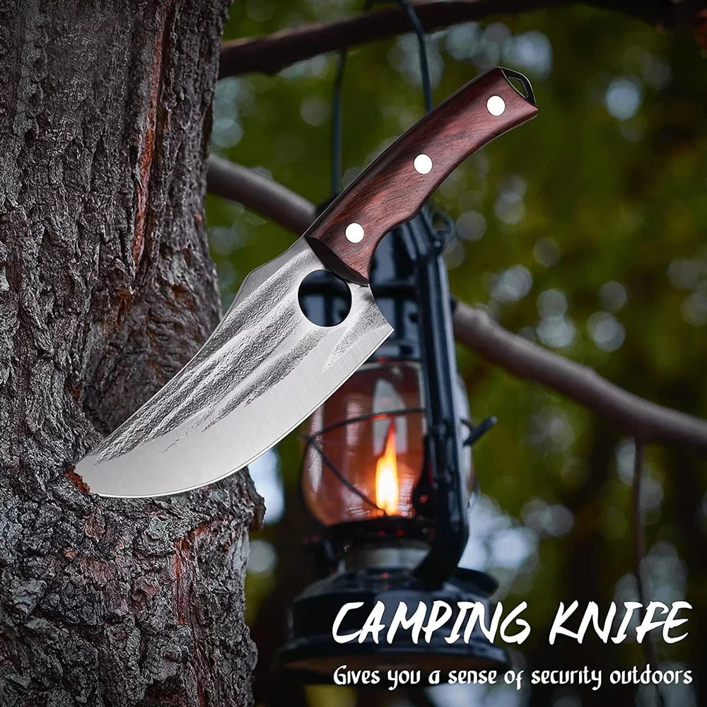 5.5 inch Full Tang High Carbon Steel Butcher Knife with Sheath W768975