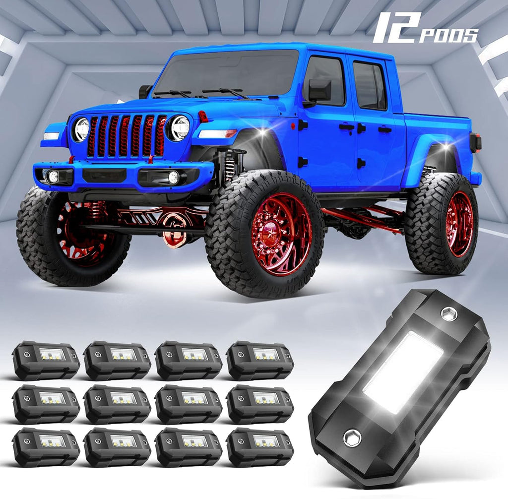 White 12 Pod Waterproof LED Rock Lights K759