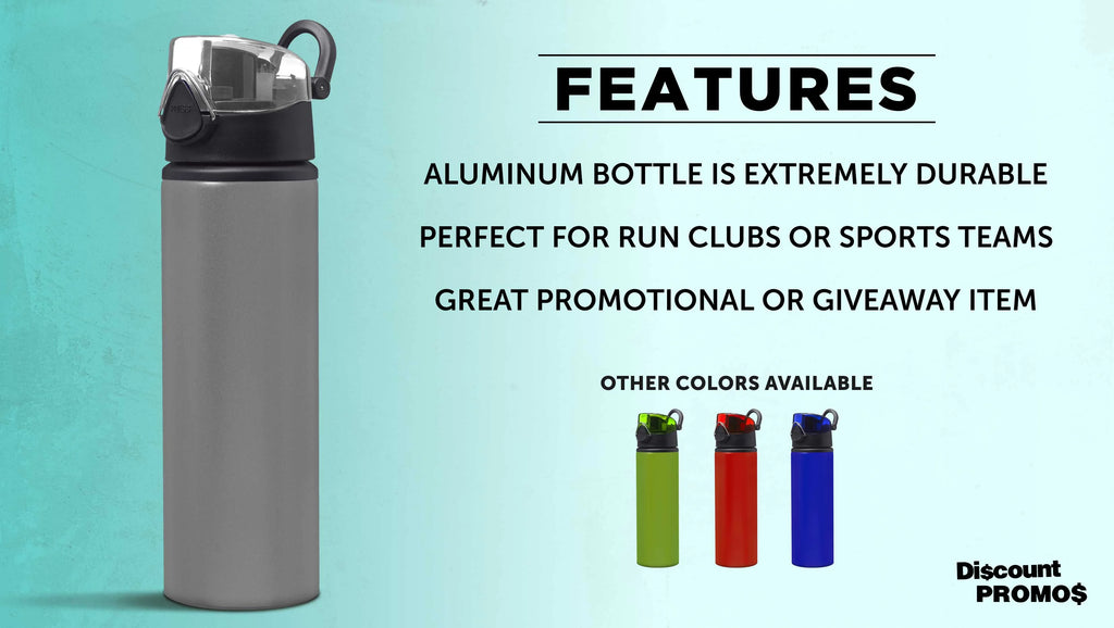 25 oz Aluminum Water Bottle 6 Pack with Carabiner T373677