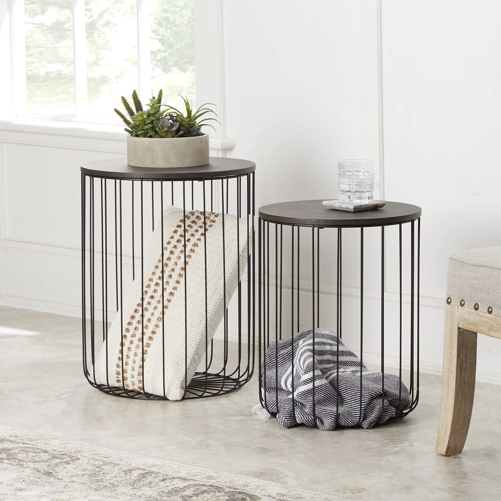 Set of 2 Walnut Finish Nesting Tables P574700