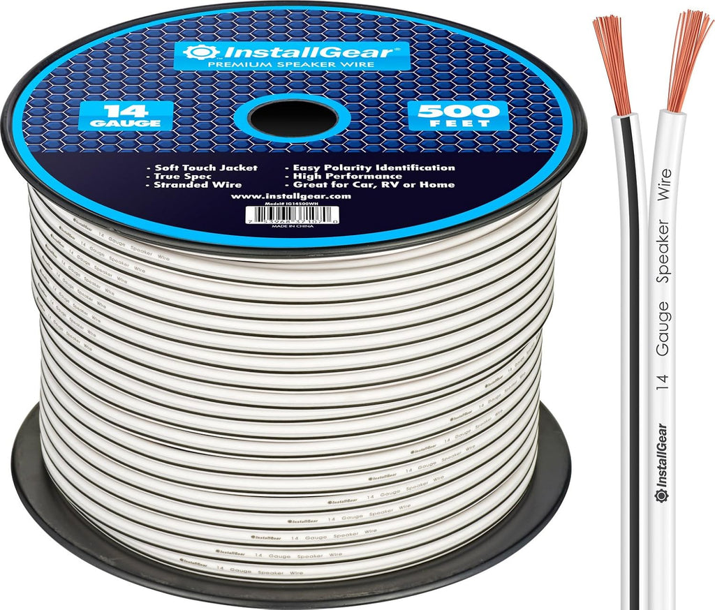 14 Gauge AWG 500ft Speaker Wire Cable White Pack of 2 H184177