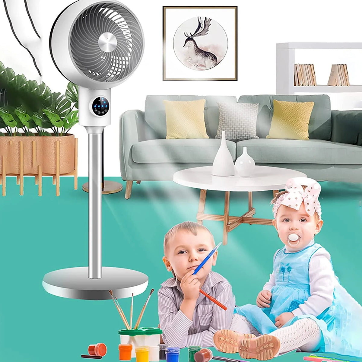 Electric Fan Floor Standing Swing Head Air Circulation Fan Remote Control T923