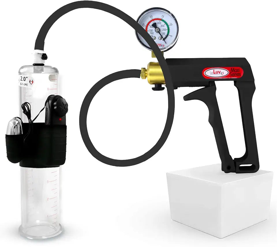 Black 9 inch Penis Pump with Gauge Silicone Hose Kit W30984