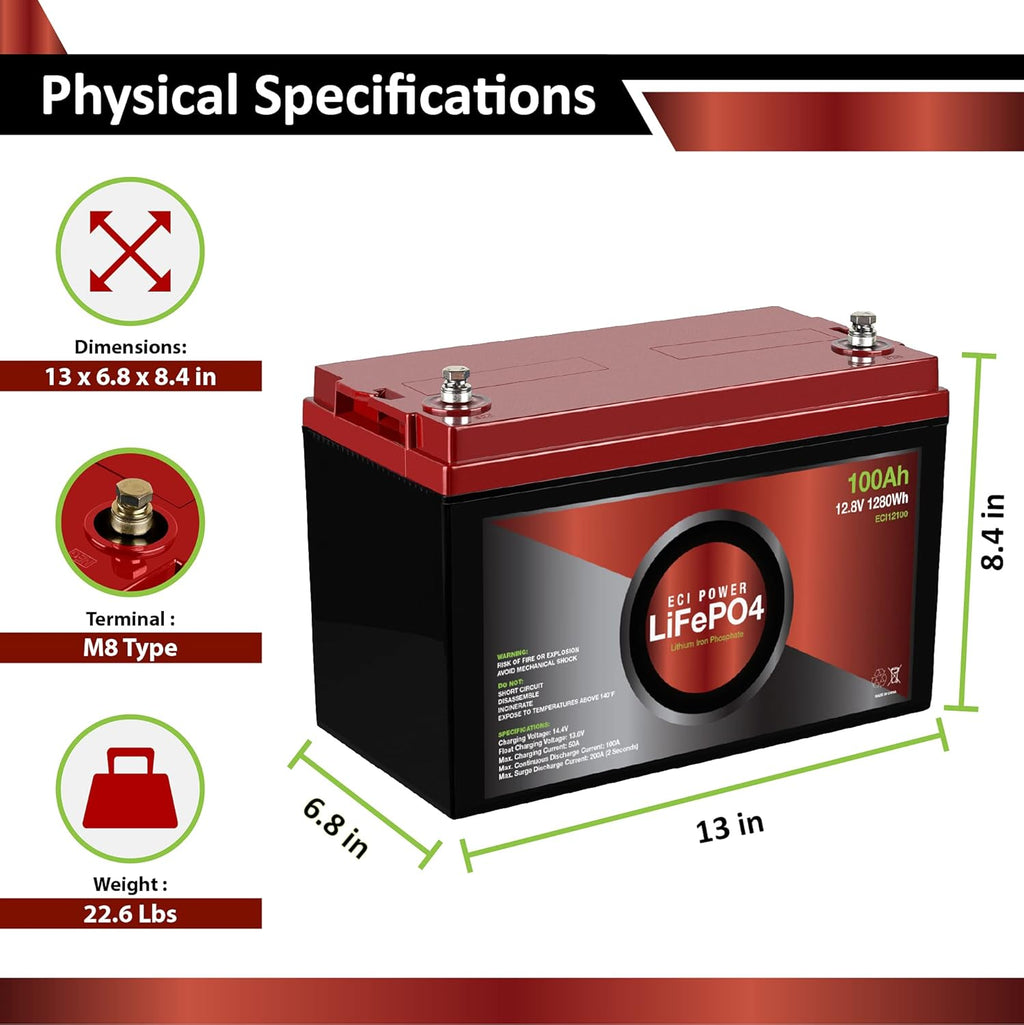 12V 100Ah Lithium LiFePO4 Deep Cycle Rechargeable Battery Z666461