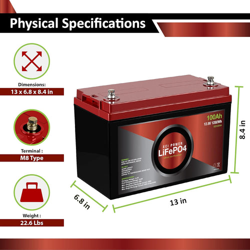 12V 100Ah Lithium LiFePO4 Deep Cycle Rechargeable Battery Z666461