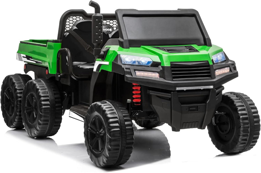 12V 2 Seater Kids Ride On Car with Remote Control 4WD Ride On Truck with Working Dump Bed Battery Powered 6 Wheels Ride On Toys Car, Bluetooth, Music Play, Green P3479
