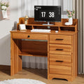 White 44 Inch Computer Desk with Storage Drawers and Hutch D13070
