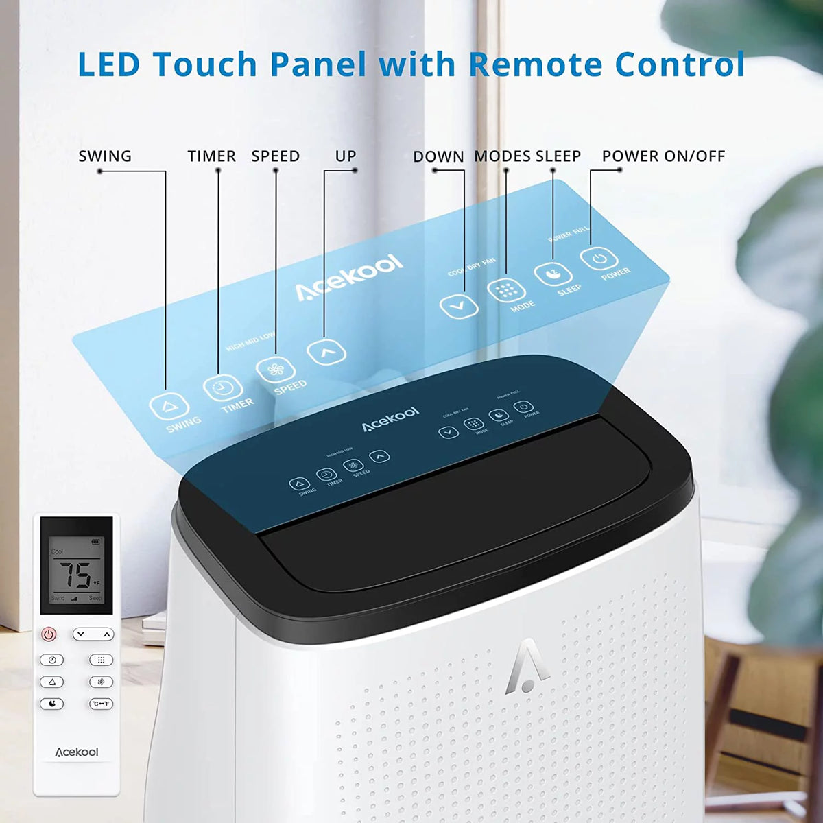 Portable Air Conditioner 14,000 BTU with Remote Control Grey H45069