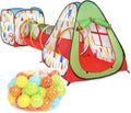 Kid's Pop up Tent Tunnel Playhouse with 50 Balls and Carry Bag Y5557
