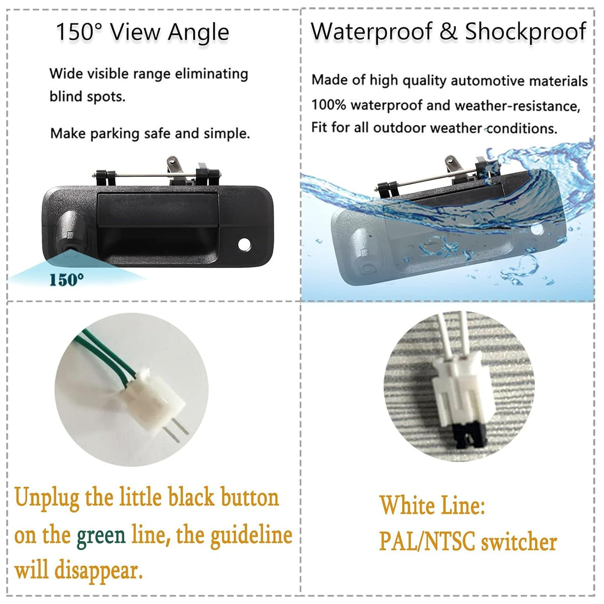 Tailgate Handle Backup Rear View Camera Black Pack of 2 E1286