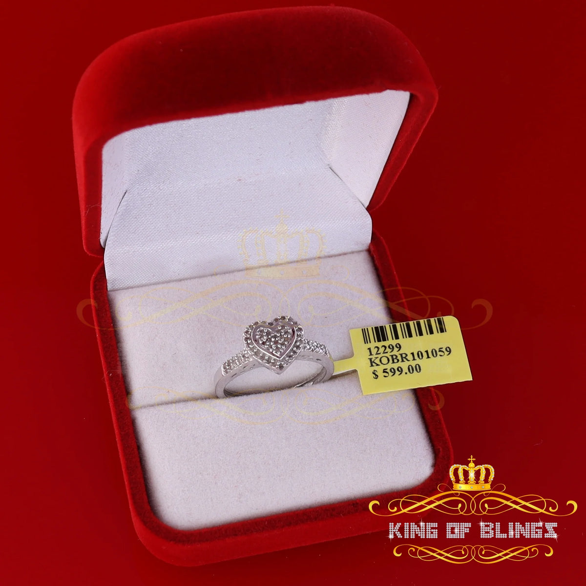 0.25 CT Real Diamond 925 Sterling Silver White Heart Ring Size 7 Q816363