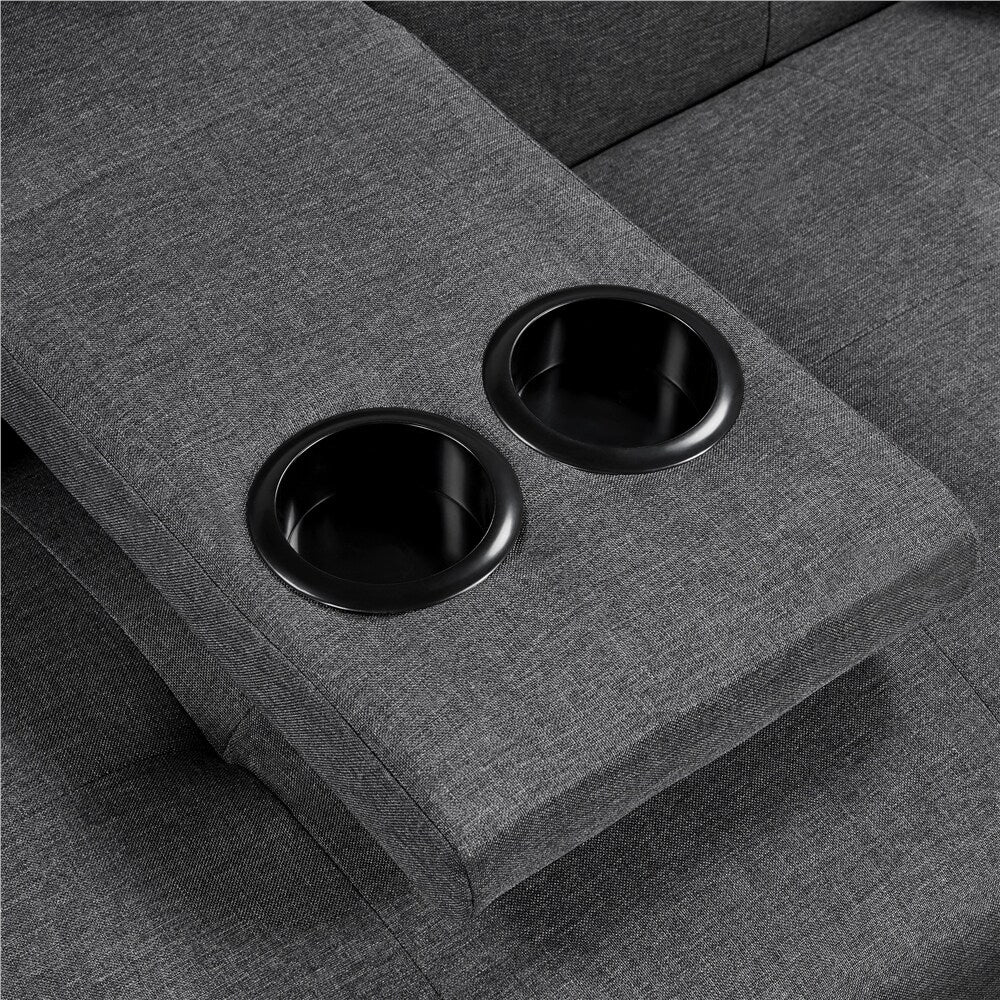 Dark Gray Tufted Fabric Convertible Futon Sofa Bed U8837