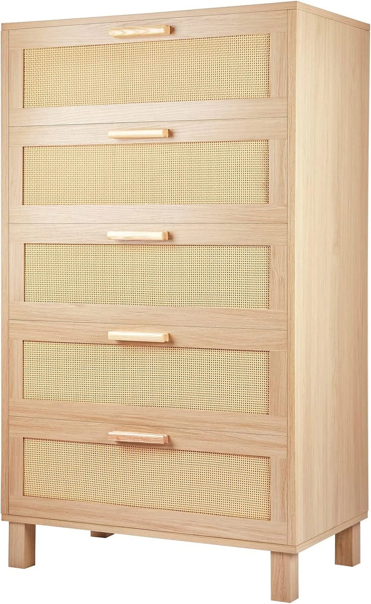 Oak 5 Drawer Rattan Dresser P89771