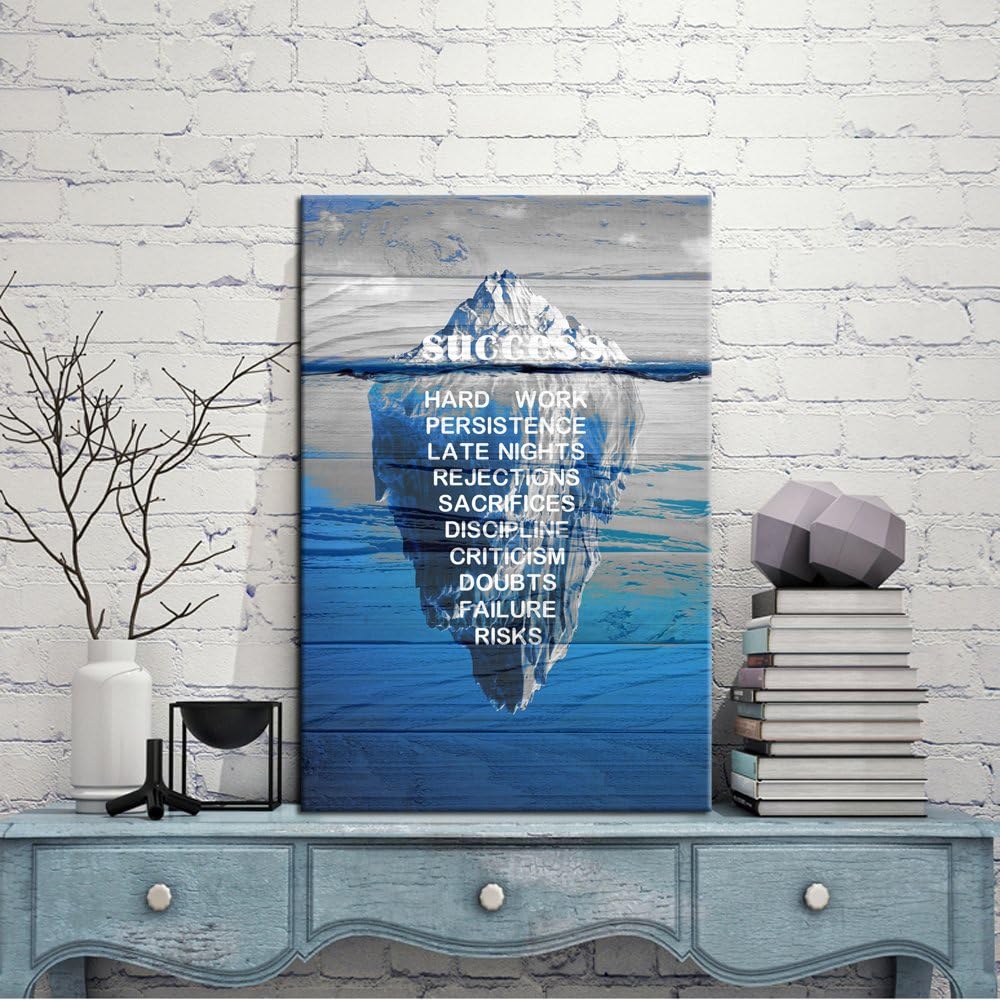 Canvas Quotes Wall Art Vintage Wood Style Iceberg Poster Stretched Gallery Wraps Giclee Print 24x36inch S928