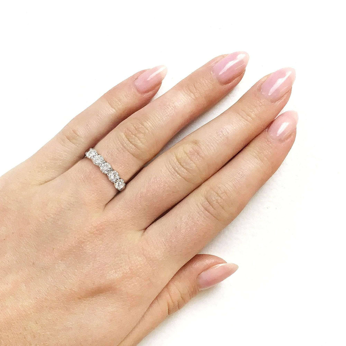 4/5 Carat Round Brilliant Moissanite Wedding Band in 14K Yellow Gold W428318
