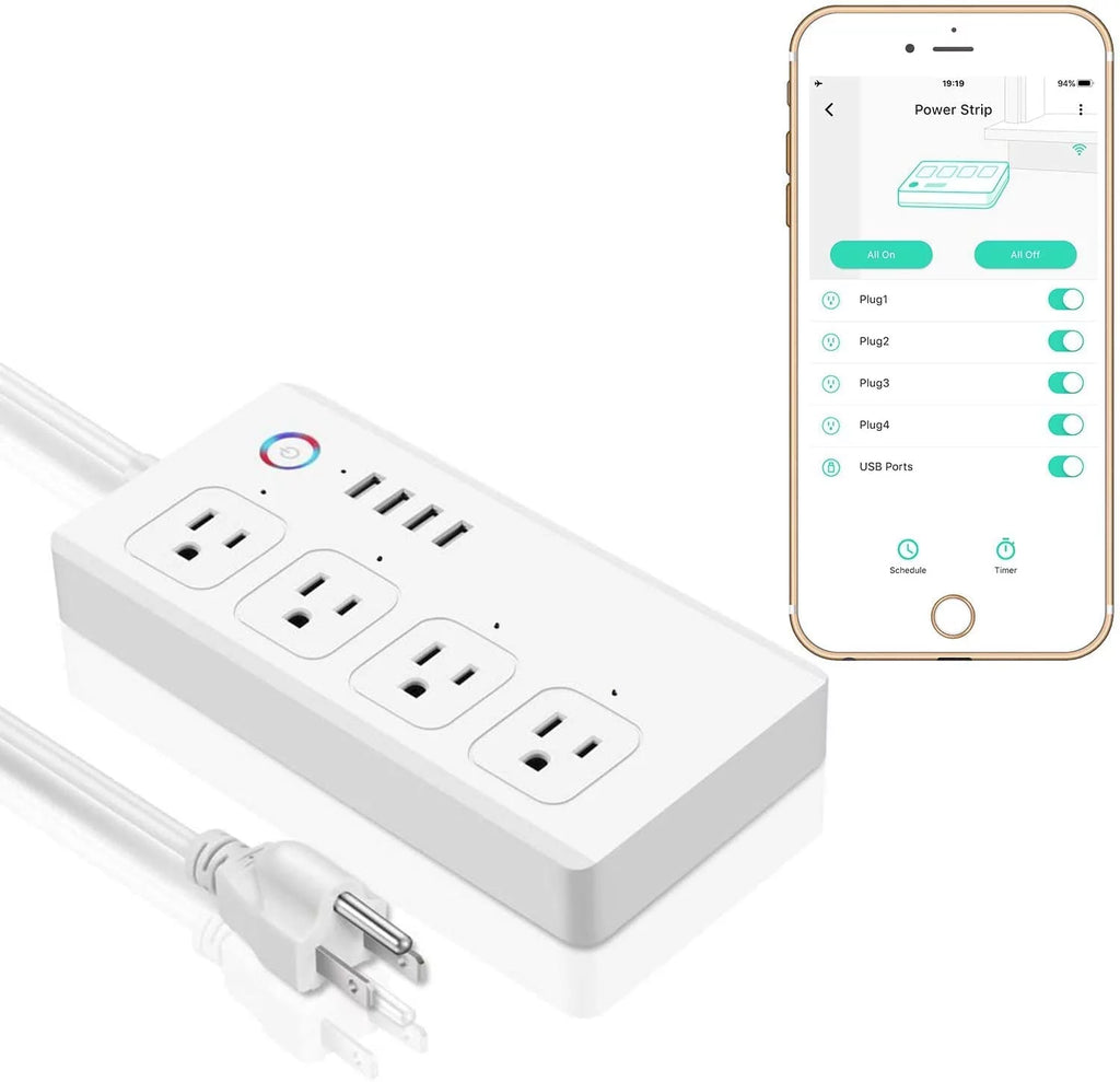 Smart Power Strip with 4 USB Charging Ports 4 AC Plugs Z859