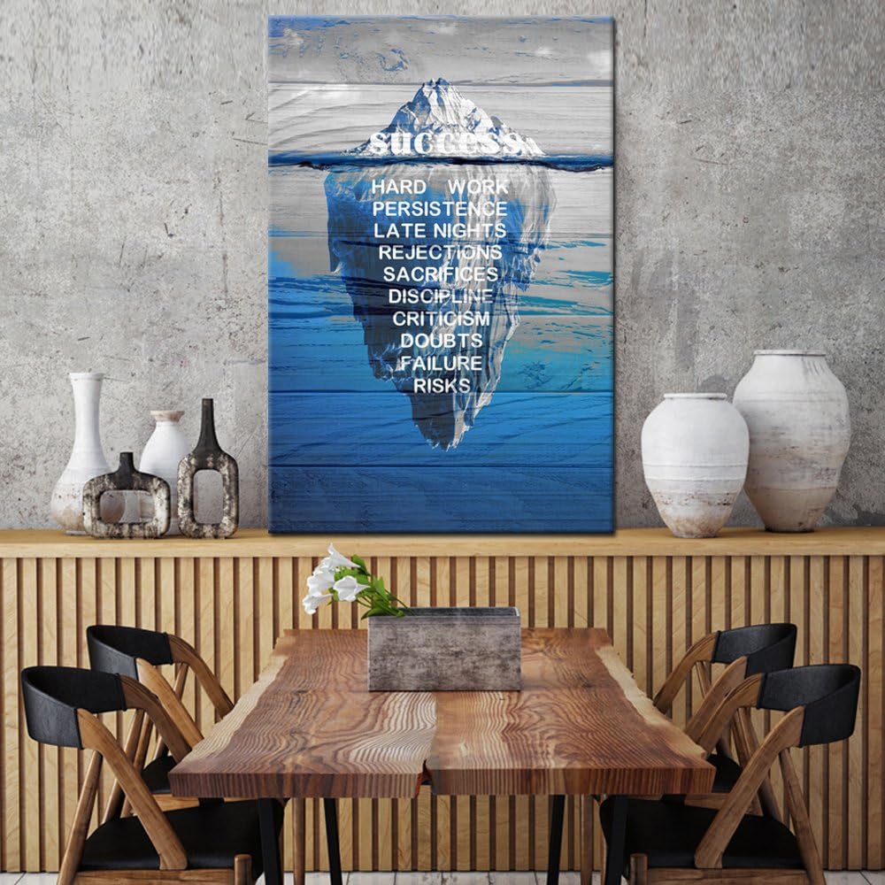 Canvas Quotes Wall Art Vintage Wood Style Iceberg Poster Stretched Gallery Wraps Giclee Print 24x36inch S928