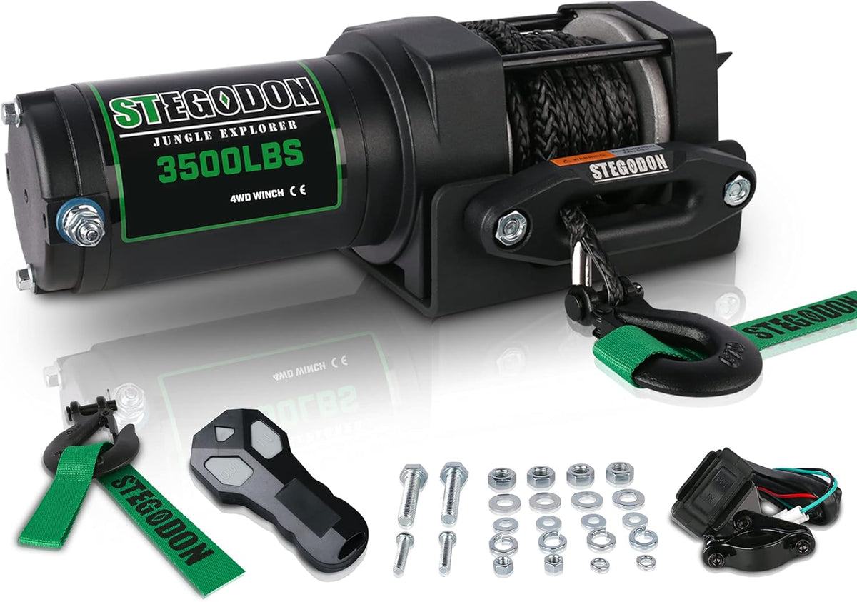 3500 lb. Load Capacity 12V Synthetic Rope Electric Winch with Wireless Remote D945