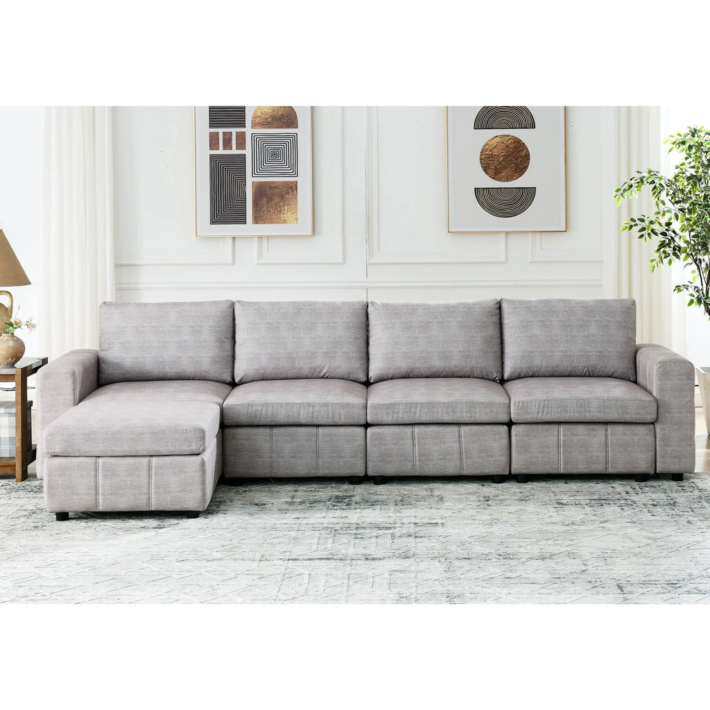 L Shaped Upholstered Modular Sectional Sofa L546194