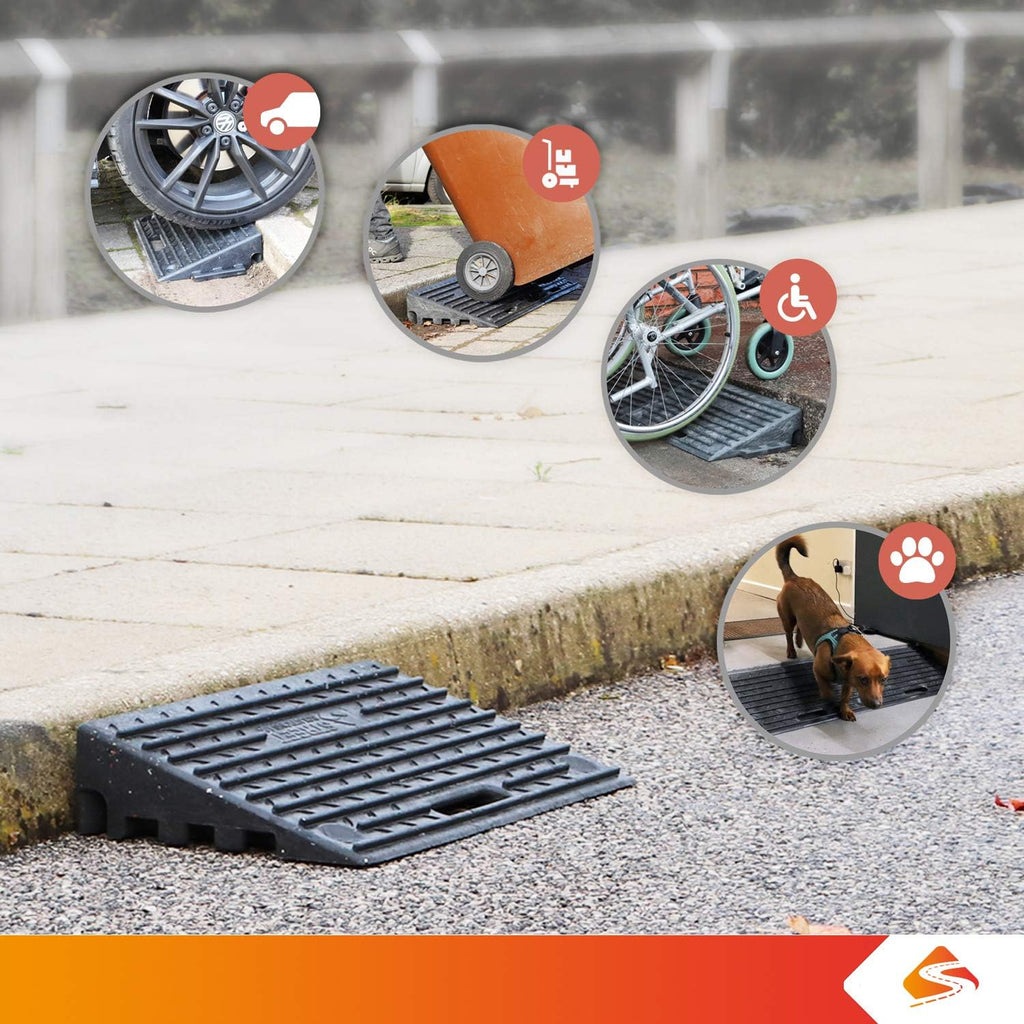 4 Inch Driveway Curb Ramp Pack of 2, Heavy Duty Rubber Ramps G7559